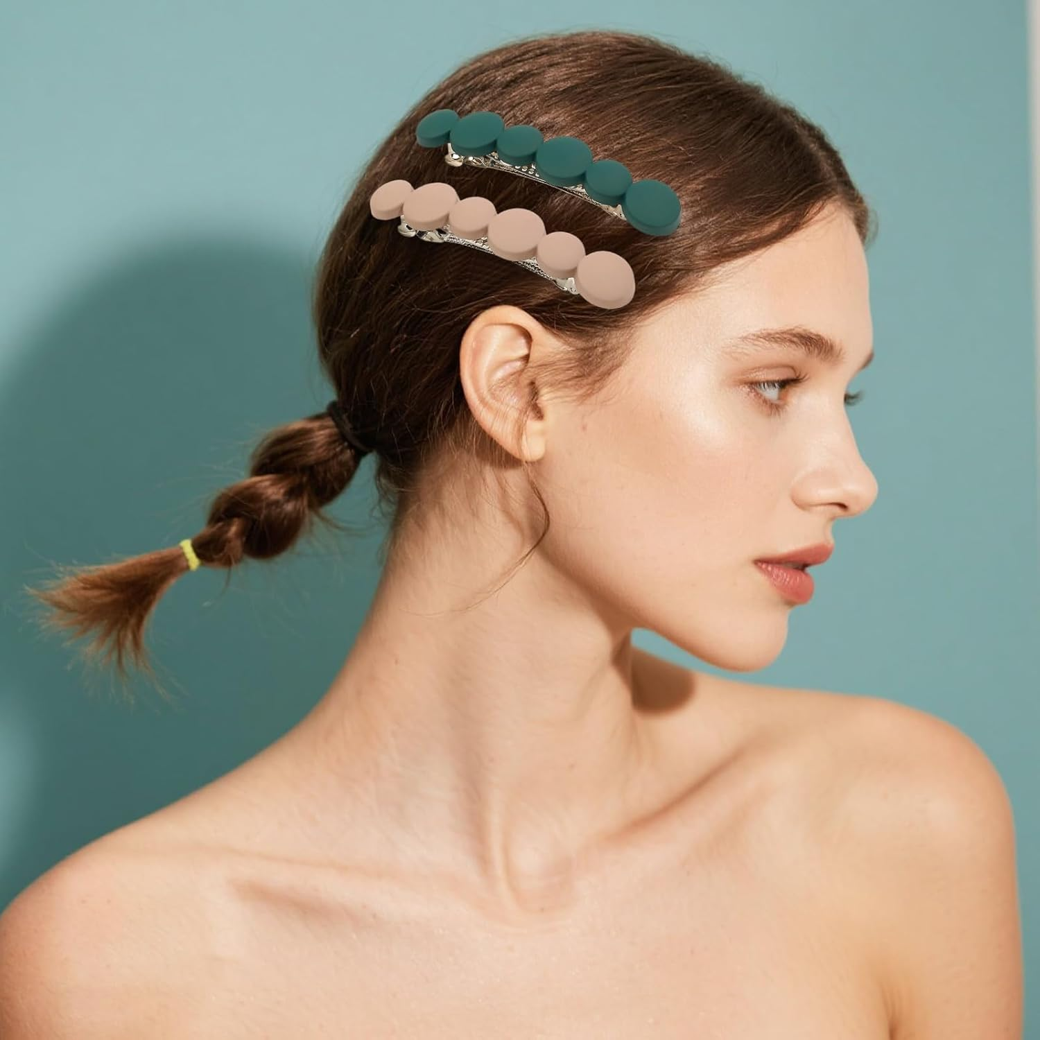 Pack of 6 Automatic Hair Clips, French Elegant Hair Clips, Vintage Hair Accessories Set, Non-Slip Ponytail Holder Clip for Women Girls Fine and Medium Thick Hair (9 Cm)