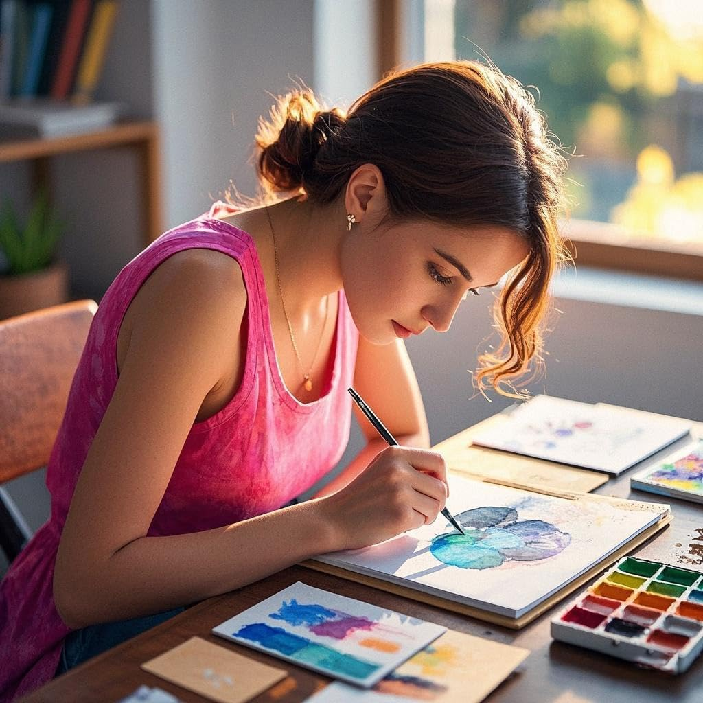 100% Cotton Watercolour Paper - 140LB/300GSM, Medium Grain | Acid-Free Heavyweight Thick White Cold Press Paper for Professional Artists, Students & Hobbyists, 30 Sheets, 16K Size (26 * 18Cm) image number 4