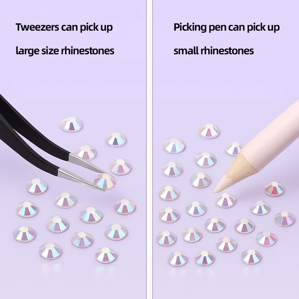 Crystal Ab Rhinestones Flat Back Rhinestone Kit for Bedazzling, 6796PCS Hotfix Crystal Stones Glass round Set with Tweezers & Picking Pen for Clothes, Crafts, DIY &ndash; Haheihei image number 5