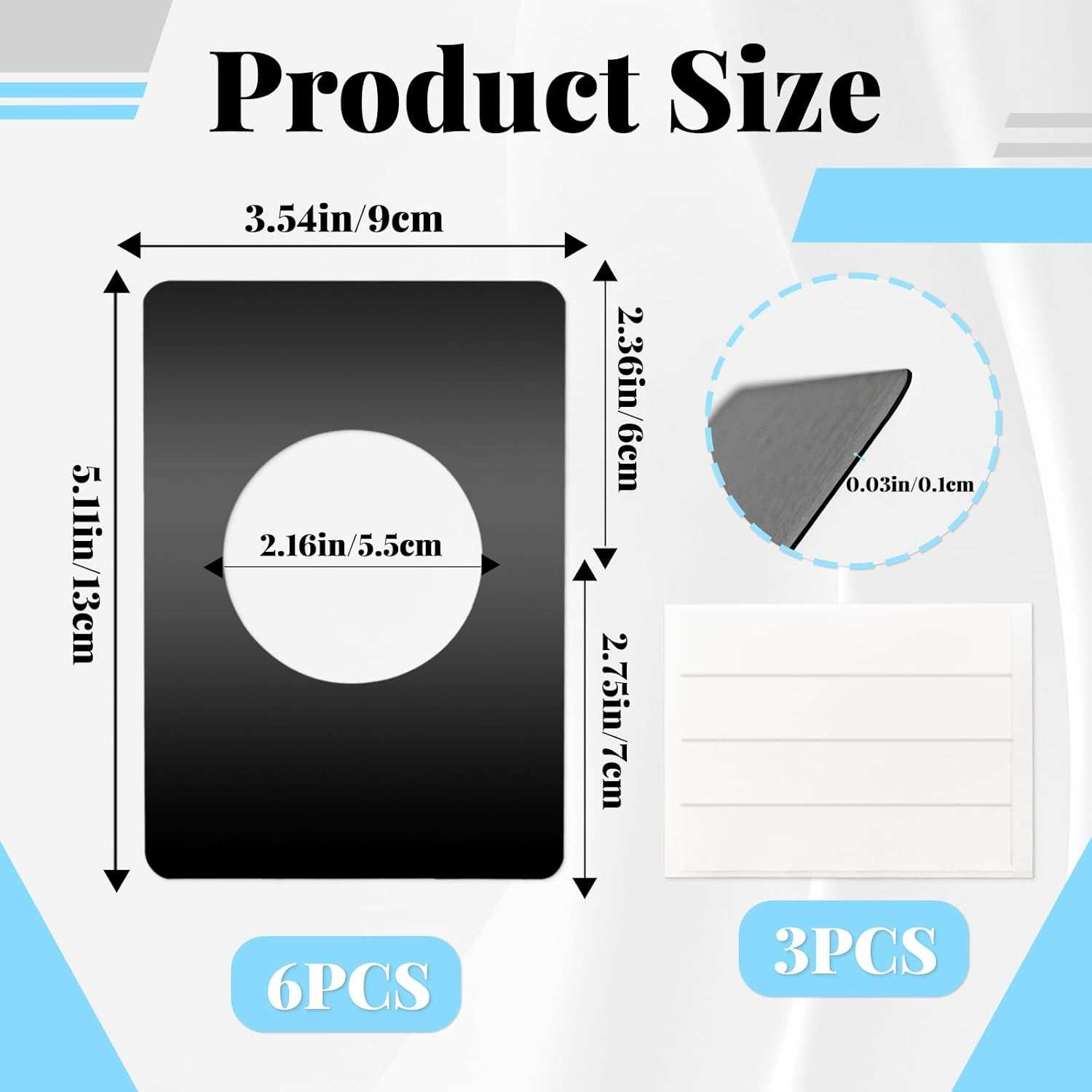 6 PCS Door Reinforcement Plate, Adhesive Door Handle Fixing Cover, Door Hole Cover Plate, Door Knob Backplate for Interior Doors (Black) - Silver image number 6