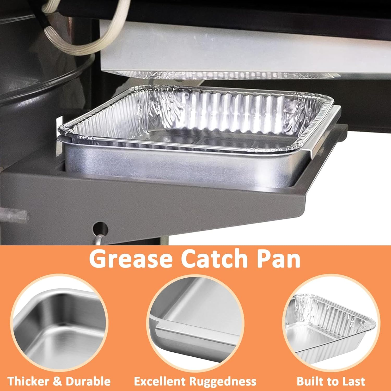 93305 Catch Pan for Weber Spirit E-210 E-220 E-310 E-320 E-330 Series, 83156 Grease Tray with Drip Pan Liners Replacement for Weber Genesis II E-310 E-315 E-325 E-330, for Spirit 200/300 Series image number 2