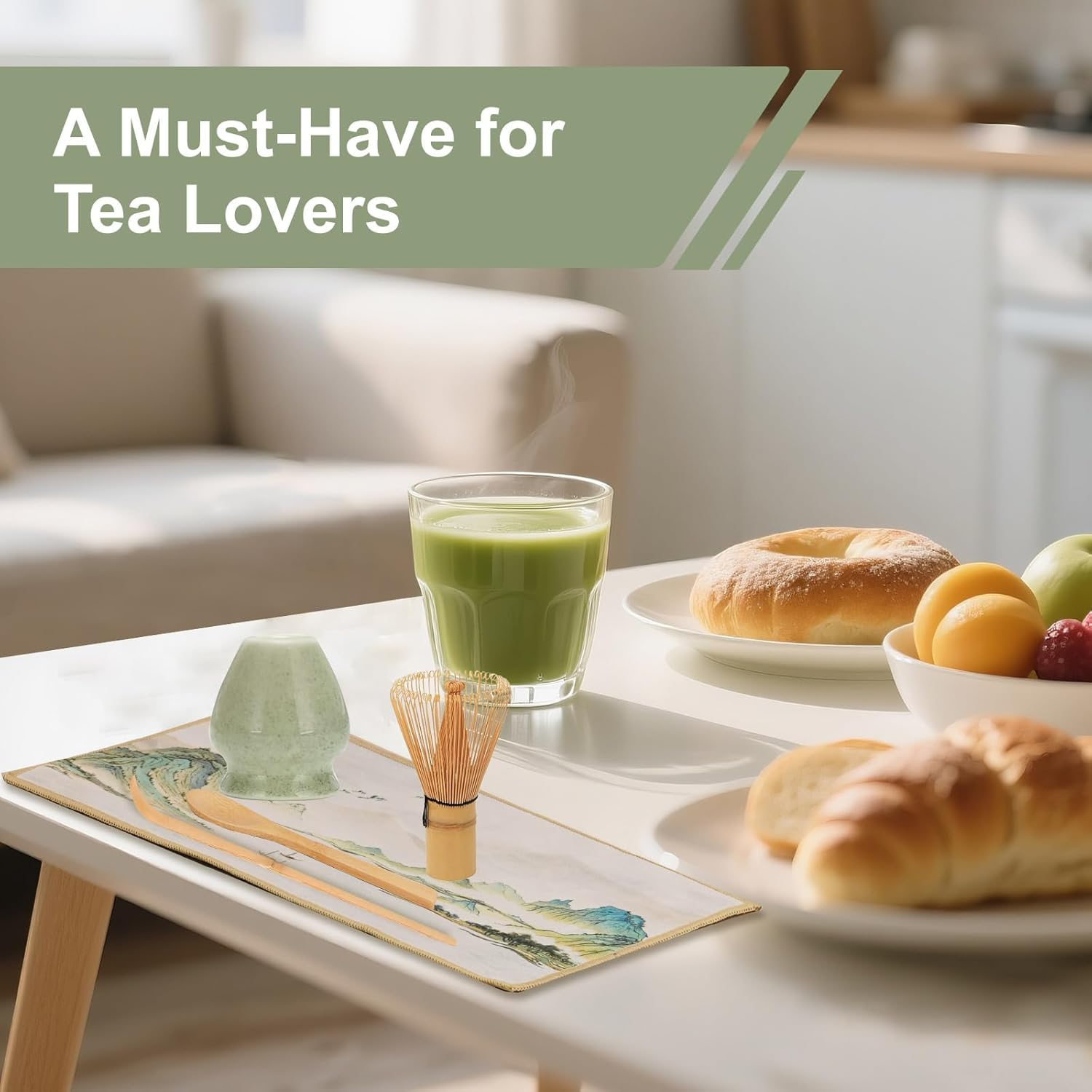 5 Pcs Matcha Whisk Set with Holder - Japanese Matcha Tea Set Tools, Matcha Whisk Holder and Bamboo Whisk for Matcha Tea, Great Matcha Making Kit for Tea Lovers, Friends, Family image number 3