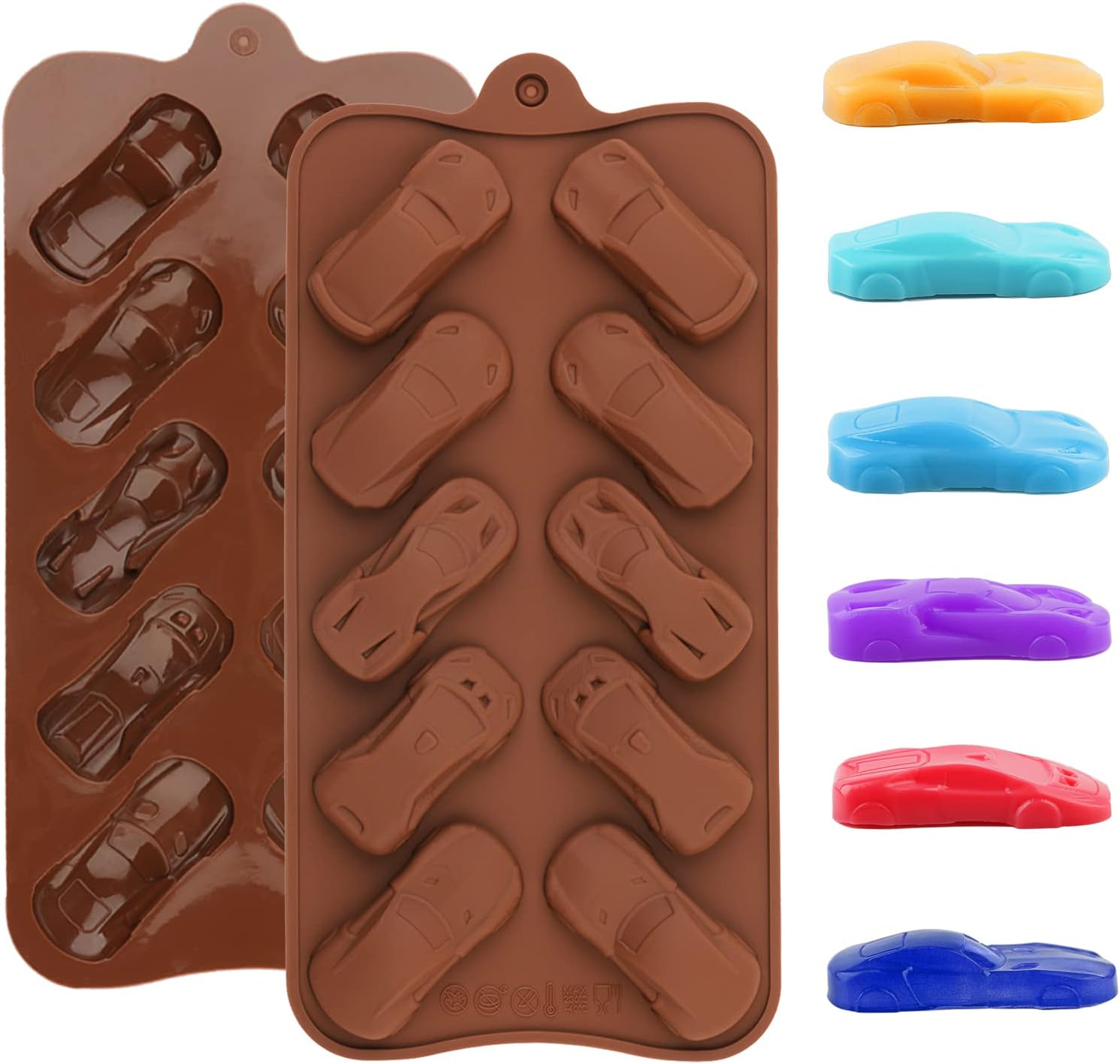 Silicone Car Chocolate Molds - Sports Auto Race Silicon Mold for Cake Decorations, Jello, Candy, Fondant, Resin - 2 Pcs image number 1