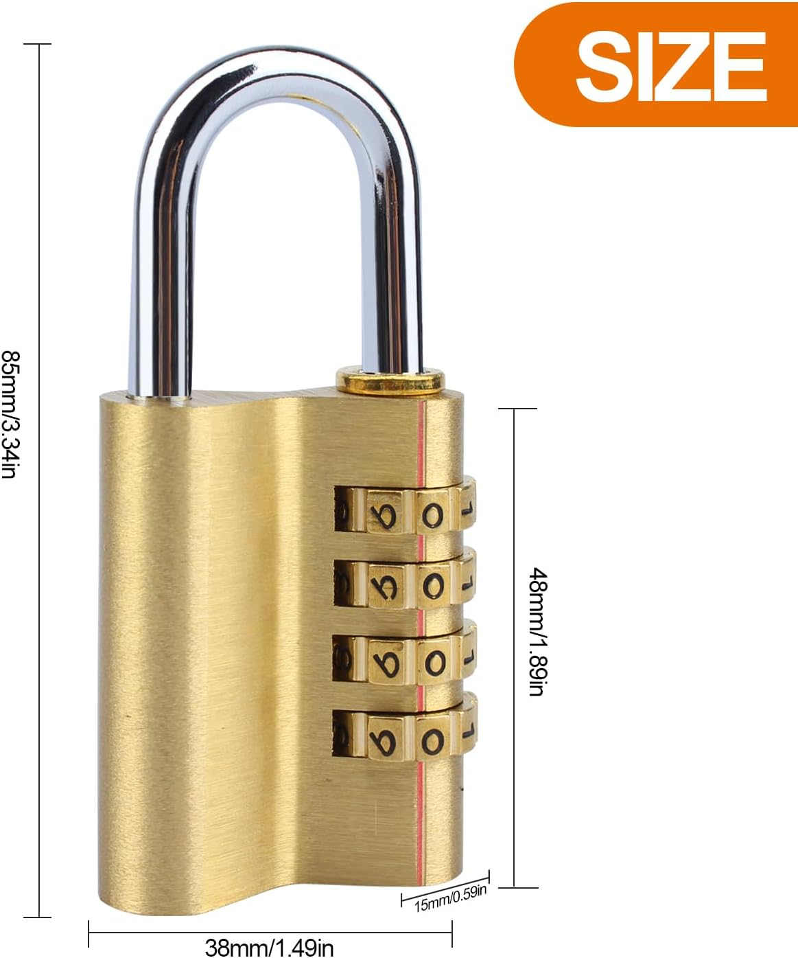 Padlock,1 Pack Combination Lock-Solid Brass Copper Security Padlocks Password Combination Code Lock for Gym Digital Locker Suitcase Drawer Lock Hardware by H Home-Amrt image number 2