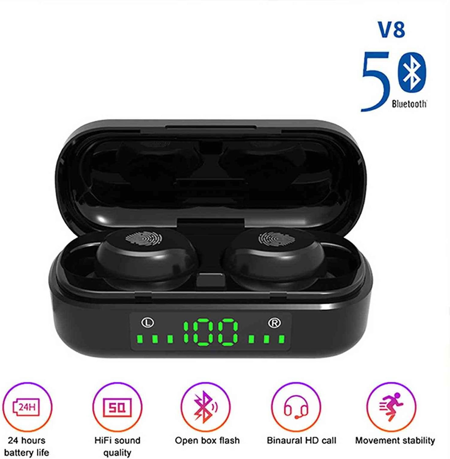 Bluetooth 5.0 Wireless V8 TWS Sport Headphones