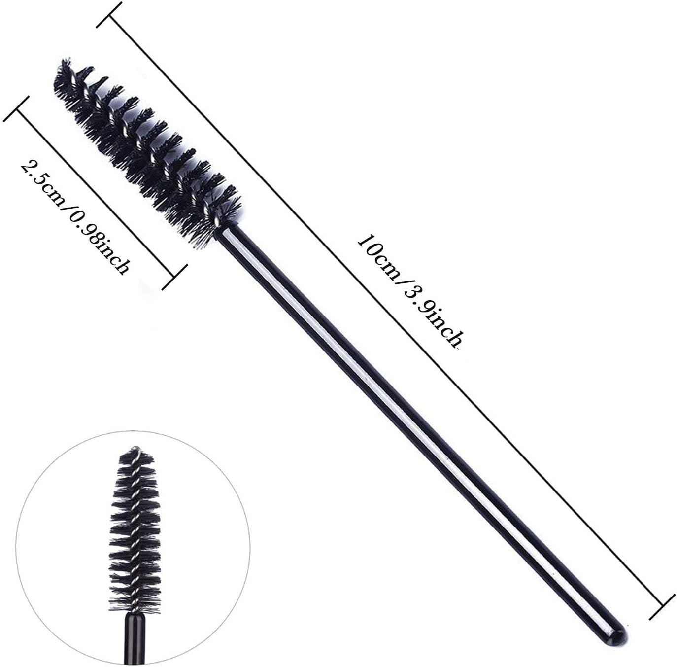 100Pcs Disposable Eyelash Spoolies Brushes, Mascara Applicator Wands, Eyebrows Brush for Extension and Eyebrow Brush(Black) image number 3