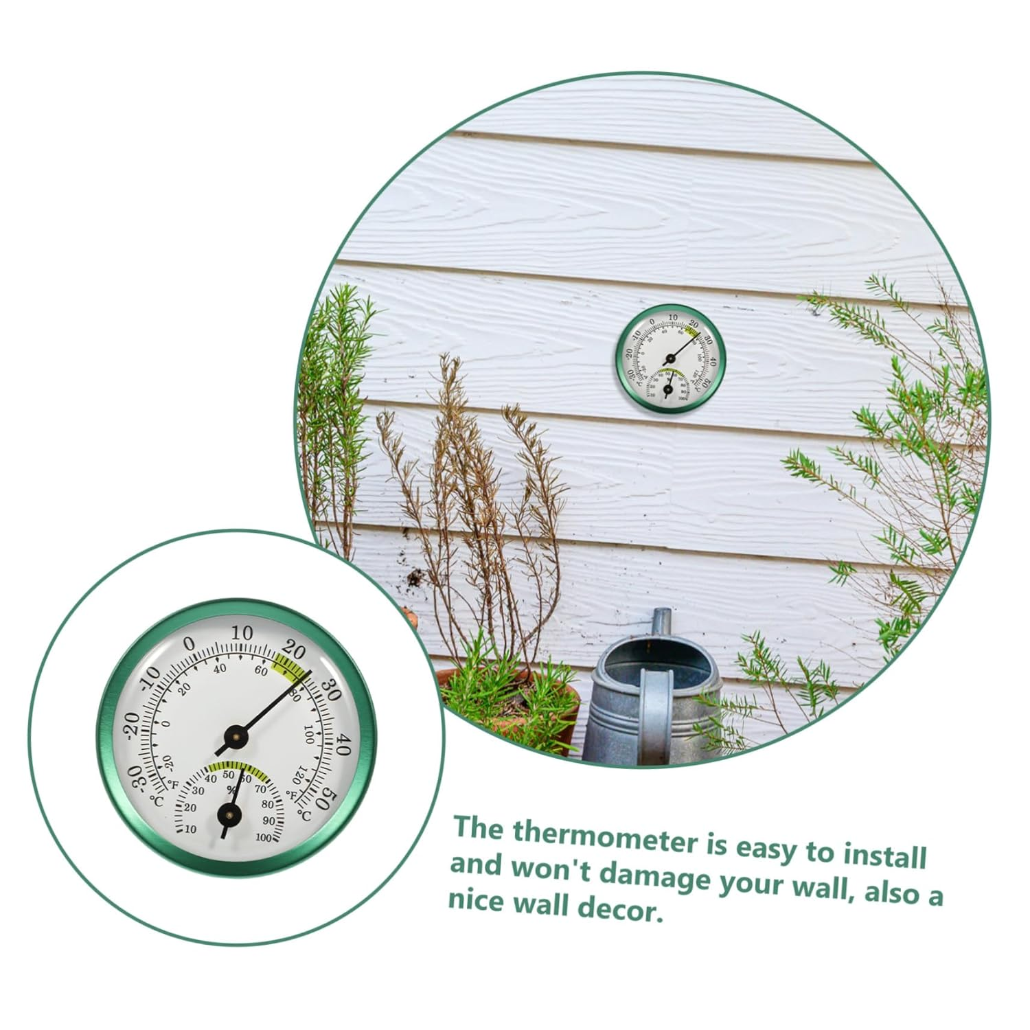 DECHOUS Hanging Hygrometer Temperature Humidity Gauge for Indoor Outdoor Use Wall-Mount Mini Thermometer with Automatic Calibration for Home Office Patio Green Spaces image number 4
