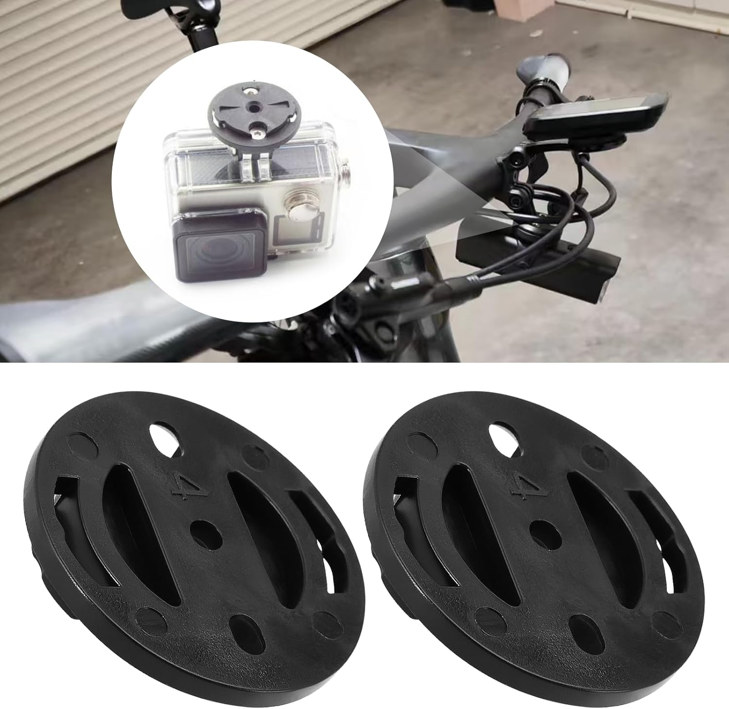 SG Store 2 Sets Bike Computer Bracket Mount Fixed Base Stopwatch Bracket Fixed Male Seat Dial Fixing Base Compatible with Garmin 32X29X2Mm Black - 32X29X2Mm image number 2