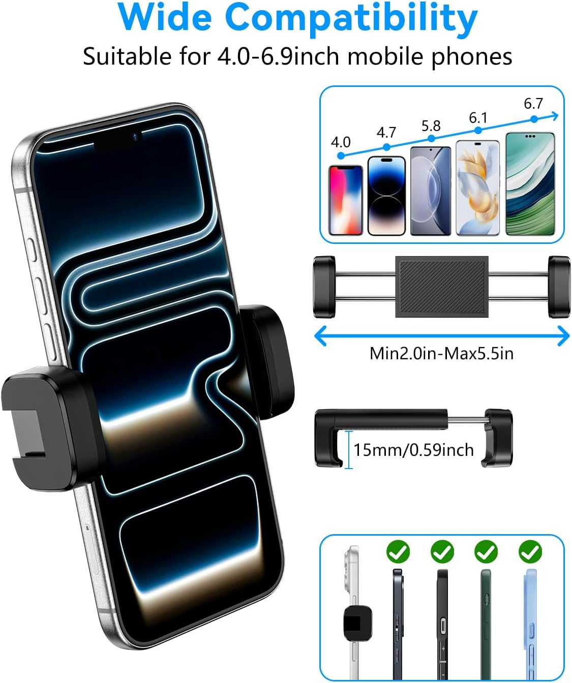 ALAFLY Guitar Phone Holder for Guitars/Ukulele/Bass/Electric Guitar, Adjustable Rotatable Guitar Clip Designed for Guitar Players Ideal for Recording Equipment Accessories Guitar Mount Gifts for Men image number 5