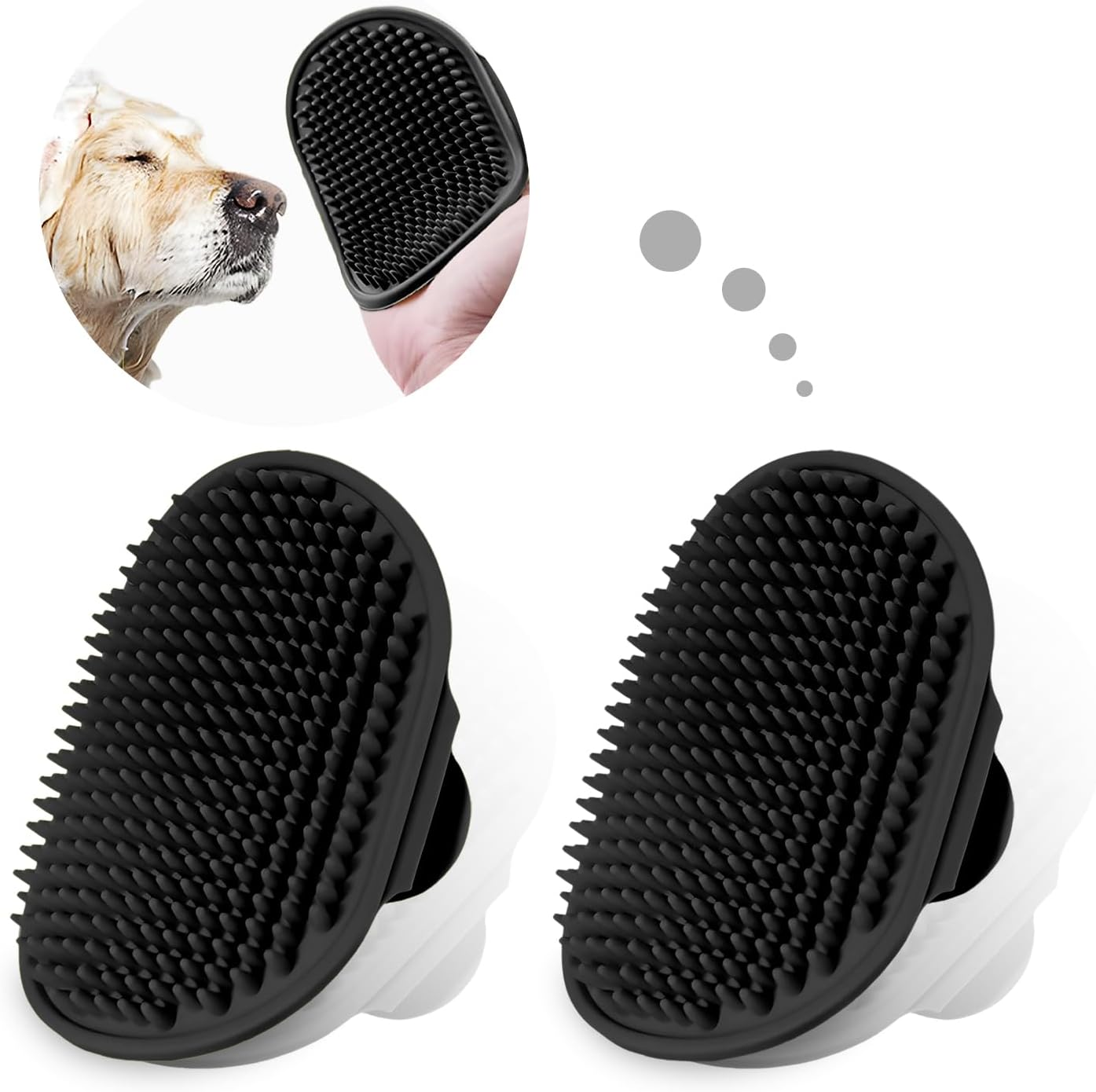 TORMEN 2 Pcs Dog Bath Massage Brush, Dog Grooming Brush,Rubber Grooming Brush with Adjustable Handle for Dogs and Cats, Soft, Gentle & Skin-Safe for Long & Short Hair (Black) image number 1