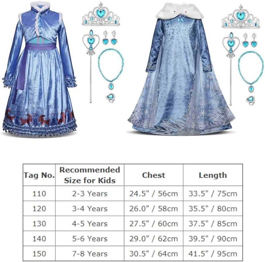 FYMNSI Girls Elsa Anna Costume Dress Party Outfit Fancy Dress up Snow Queen Princess Halloween Carnival Cosplay Dress for 2-8 Years image number 4