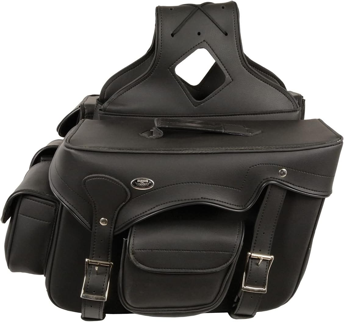 Milwaukee Leather SH66602 Zip-Off Double Pocket PVC Throw over Motorcycle Saddlebags - One Size image number 4