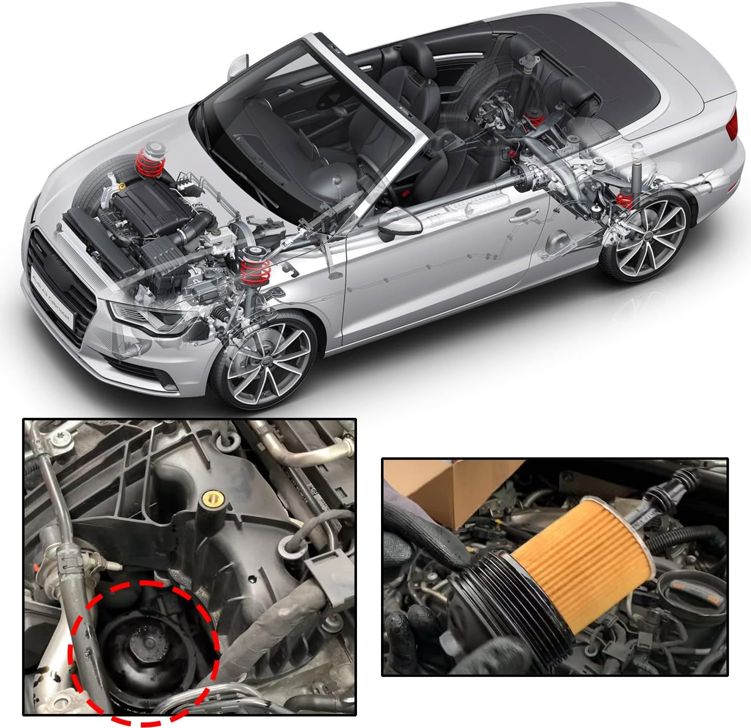 03L115389H Aluminum Engine Oil Cooler Fit for 2012-2014 VW Amarok Passat 2.0L TDI DIESEL, for 2012-2014 Audi A3 Q3 2.0L TDI DIESEL Oil Filter Housing Adapter Assembly Replace# 03L115389B, 03L115389C image number 5