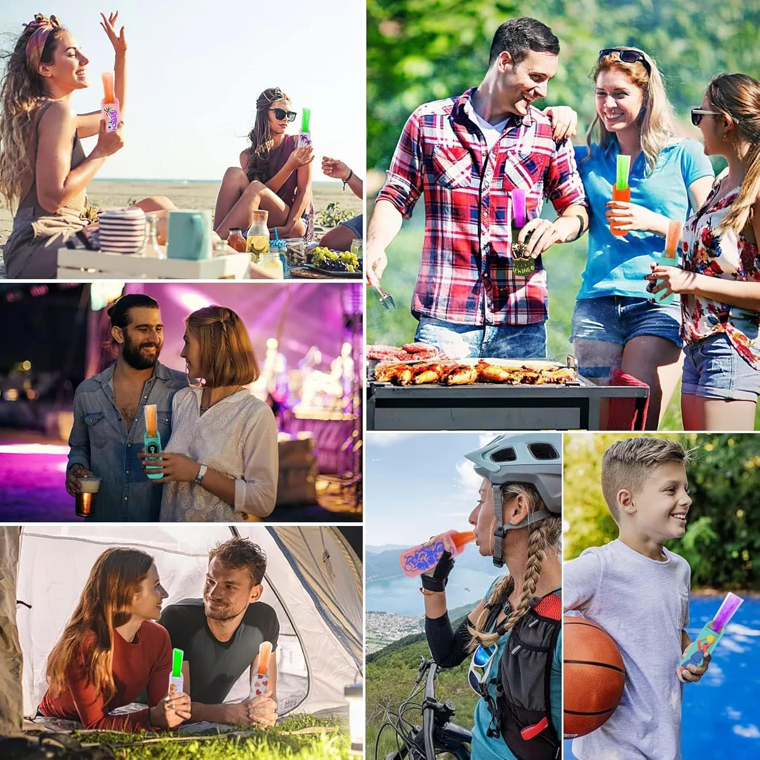 JANYUN 24 Pack Reusable Popsicle Bags Ice Pop Sleeves Antifreezing Sleeves (Multicolor) image number 6