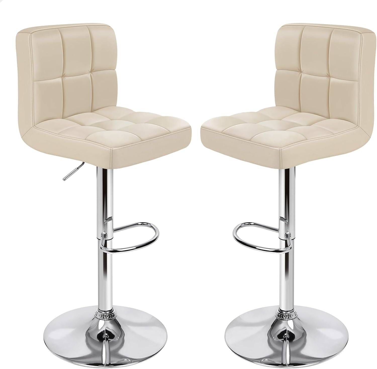 ALFORDSON Bar Stool 2Pcs Adjustable Kitchen Barstools Swivel Counter Dining Chair in 62-83Cm Seat Height with Anti-Slip Floor Protector for Home Bar Dining Room (Ralph White)