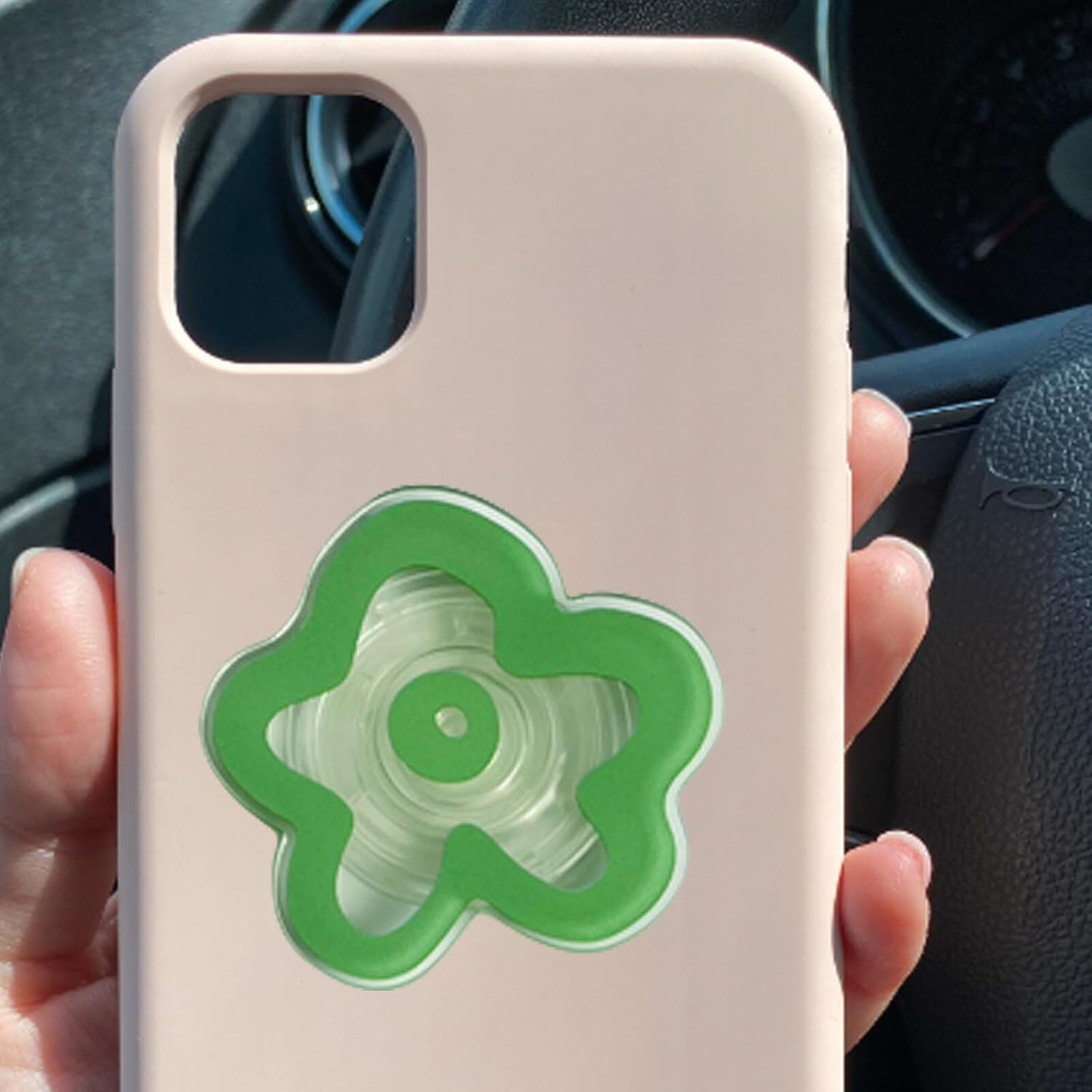 Nicedeal 2Pcs Flower Cell Phone Holder, Pink Green Phone Grip with Expanding Kickstand, Suction Cup Cell Phone Stand image number 1