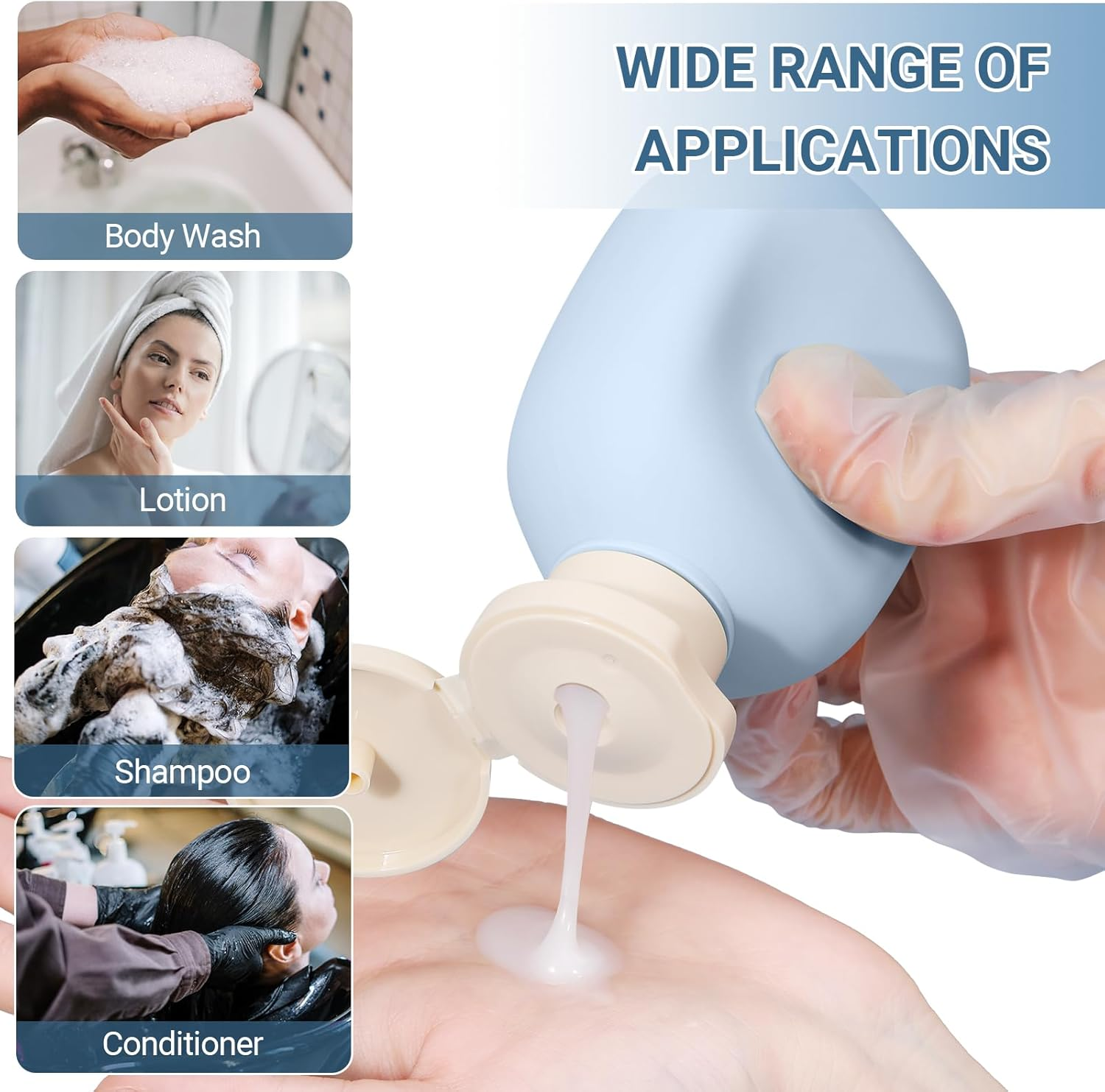 UMETASS 3.4 Oz Small Plastic Travel Shampoo Bottles, Empty Plastic Squeeze Bottles with Flip Cap for Toiletries, Leakage-Proof Travel Shampoo and Conditioner Bottles image number 6