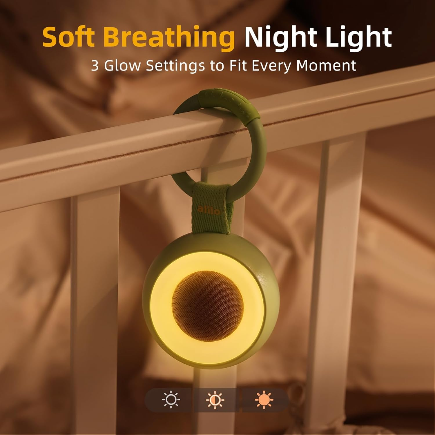 Alilo Portable White Noise Machine for Baby Adult, 30 Soothing Sounds, 3-Mode Night Light, Timer, Memory, Volume Control, Avocado Design Travel Sound Machine image number 4