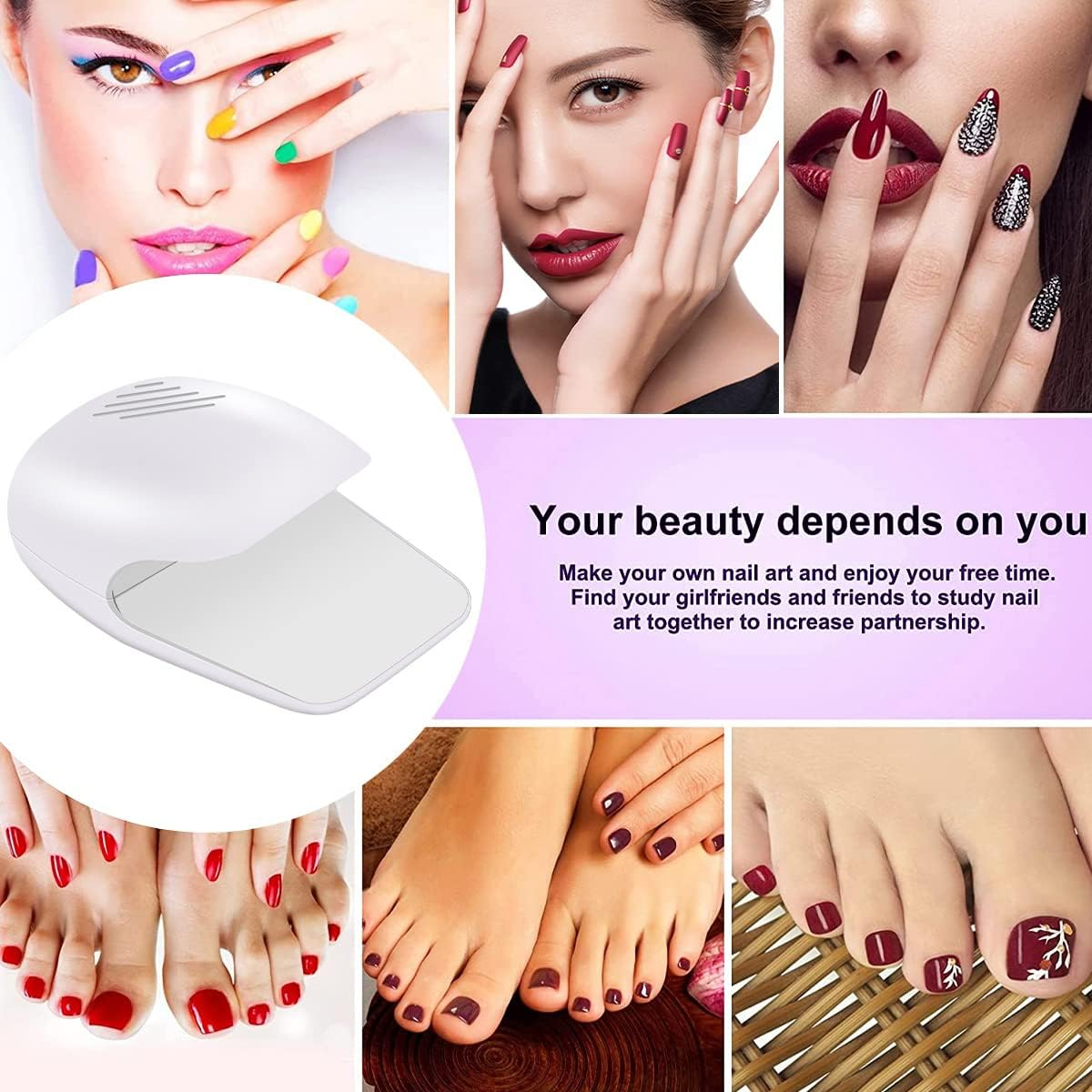 Mini Nail Dryer Portable Nail Lamp for Regular Nail Polish Nail Fan Dryer Battery Operated Nail Art Polish Machine Quick-Drying Nail Art Safe Tools for Women Kids image number 1
