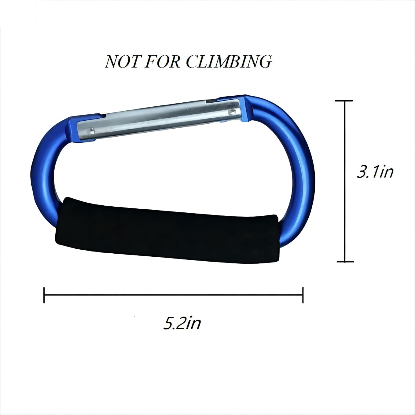Noneea 3PCS Stroller Hooks Large Carabiner Clip - Carabiner Large, Baby Stroller Hooks for Hanging Bags, Stroller Accessories(Blue) image number 3