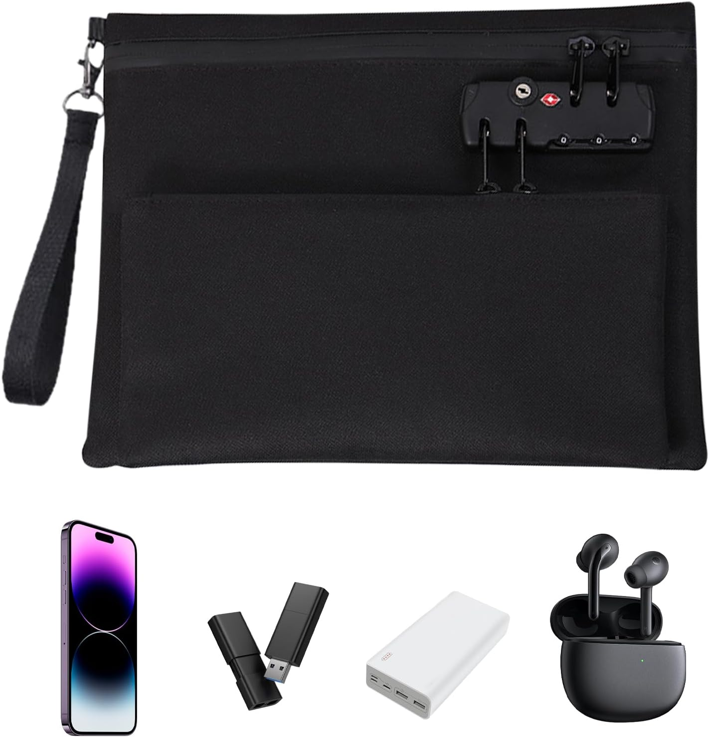 Lockable Money Bag - Accessories Pouch,Fashion Double-Layer Locked Wallet for Cash Bank Men Women Notary Supplies Secure Document Organization