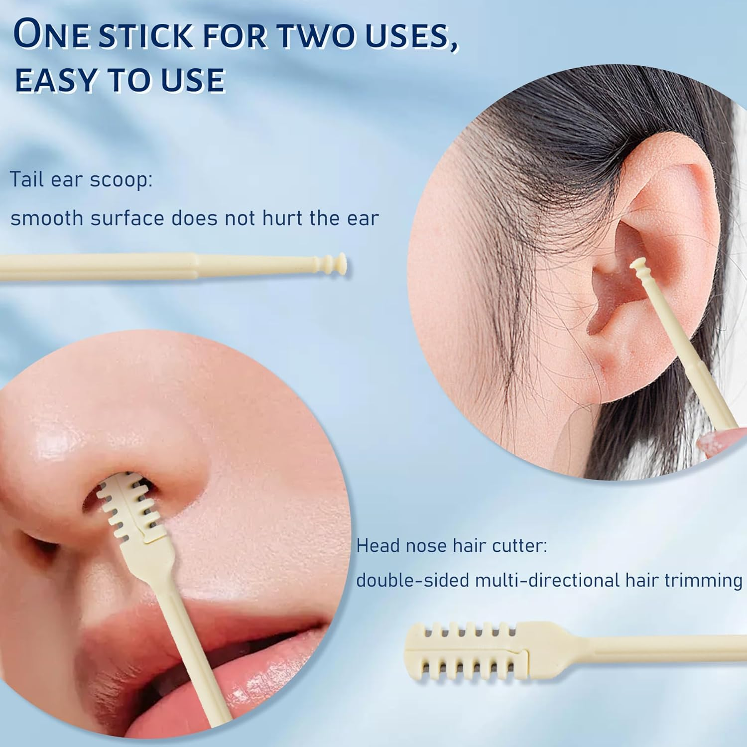EKIND 5 Pcs Double-Sided Nose Hair Trimmer, 2-In-1 Manual Nose Hair Cutter with Ear Picker, Nostril Hair Remover Tool,Portable and Convenient, Washable, Head Nose Hair Cutter, Tail Ear Picker image number 5