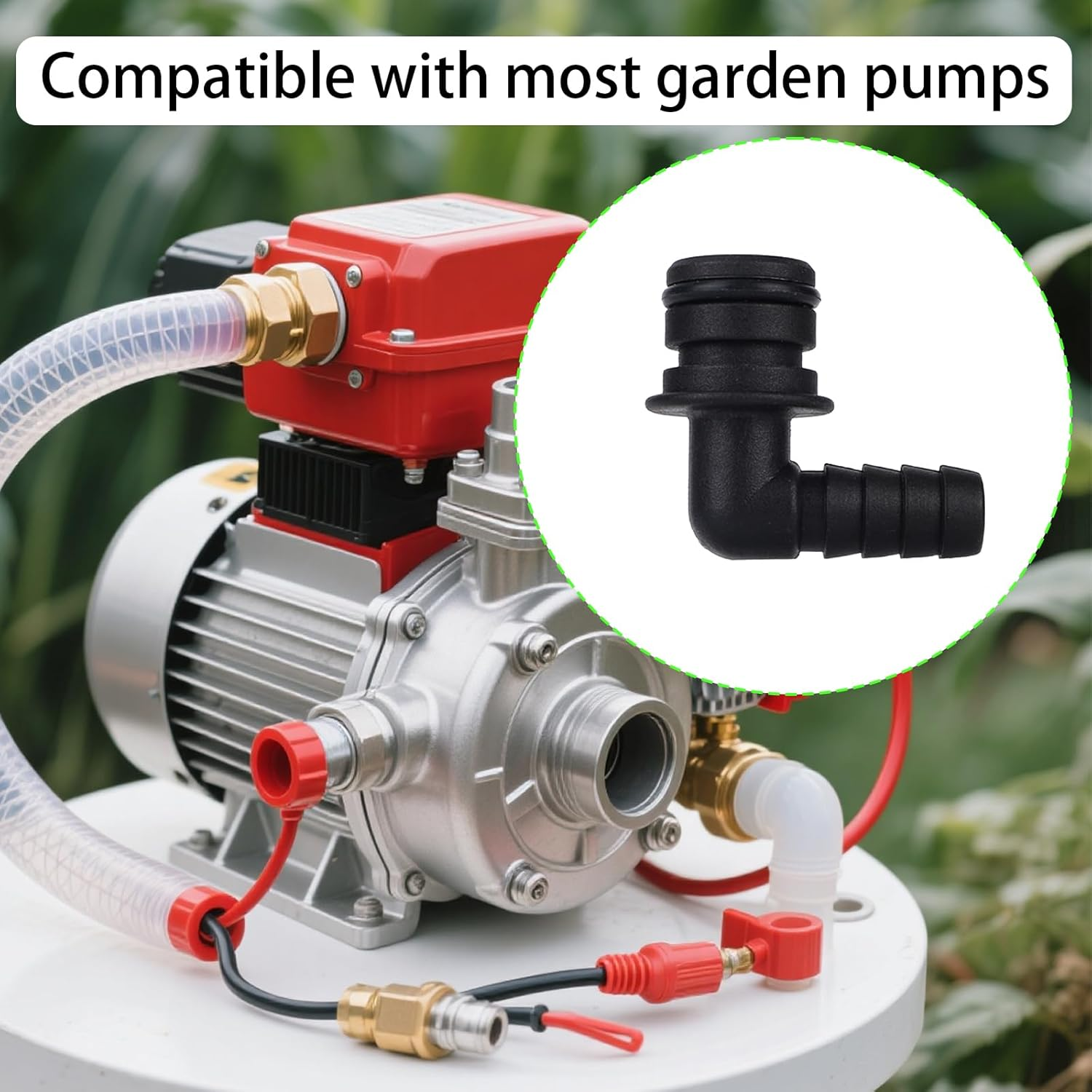 6 Pcs 20381-024 Quad Port Fittings, 3/8" Hose Barb NPT 90 Degree Elbow Quad Port Hose Connector Fittings for Garden & Lawn Water System Pumps Compatible with Flojet Pump, 3/4" OD image number 1