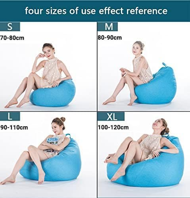 Evervanz 100&times;120CM Bean Bag Chair Cover,Adults Large High Back Bean Bag Sofa Cover Recliner Gaming Storage Bag for Indoor Outdoor Beanbag Chair,No Filling (XL, Brown) image number 4