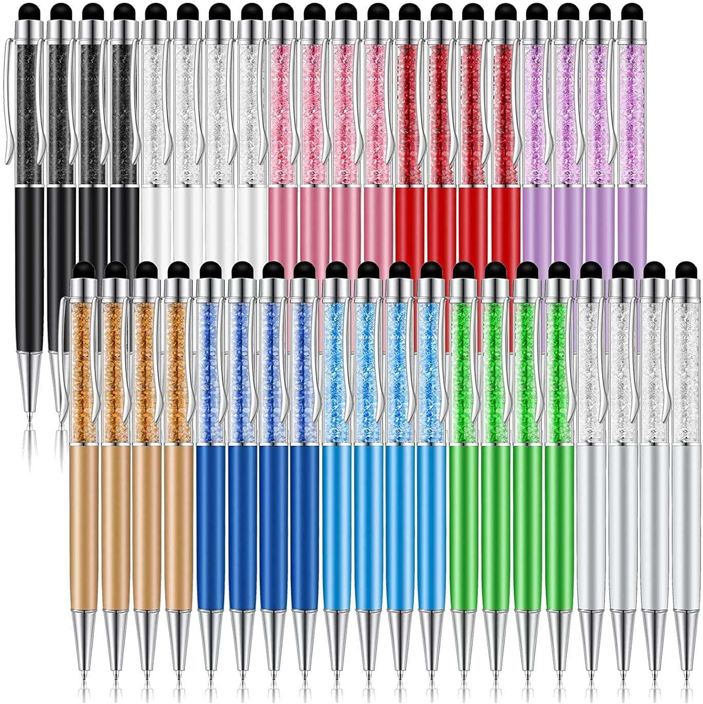 40Pcs Crystal Ballpoint Pen Bulk Shiny 2 in 1 Slim Crystal Diamond Screen Stylus Black Gel Ink Ballpoint Glitter Pen image number 3