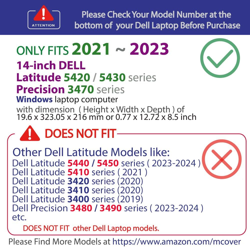 Mcover Case Only Compatible for 2021 ～ 2023 14-Inch Dell Latitude 5420 5430 Windows Notebook PC (NOT Fitting Any Other Dell Models) - Black - Clear image number 5