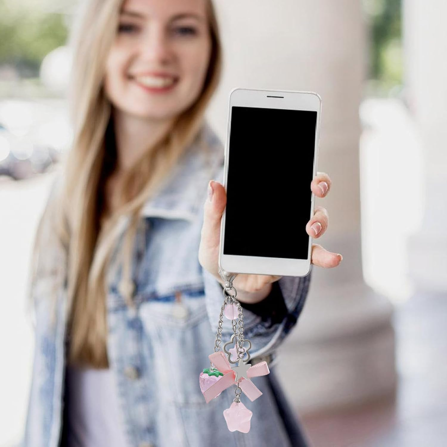 Generisch Aesthetic Key Fob, Bows, Strawberry Key Ring, Stylish Pendant Accessory for Girls, Women, Bag, Handbag, Decoration, Gift Idea for Christmas, Birthday image number 5