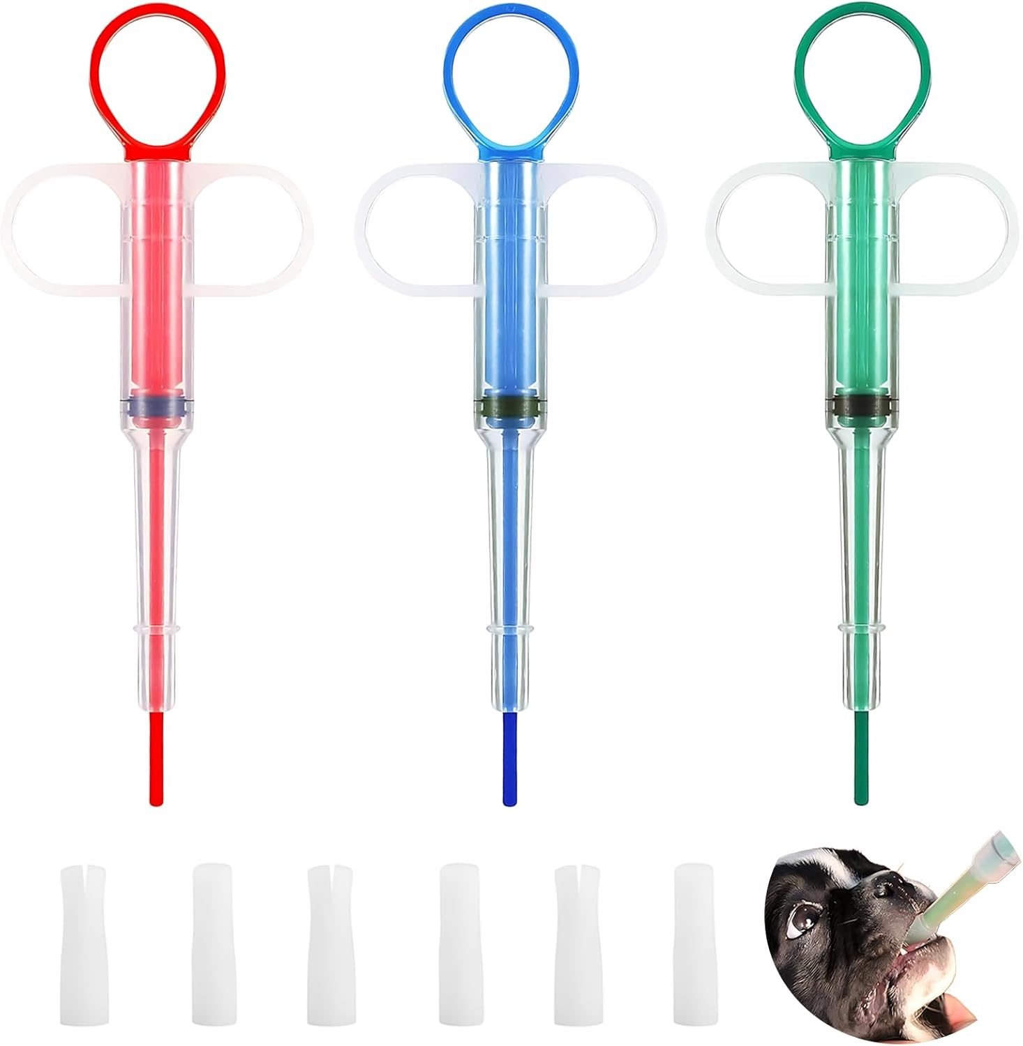 KUBDPQOR Pill Dispenser for Cats and Dogs in a Set of 3 - Silicone Tip for Safe Drug Delivery - Hygienic & Reusable - Ideal for Pets Such as Cats, Dogs, Rabbits - Easy to Use image number 5