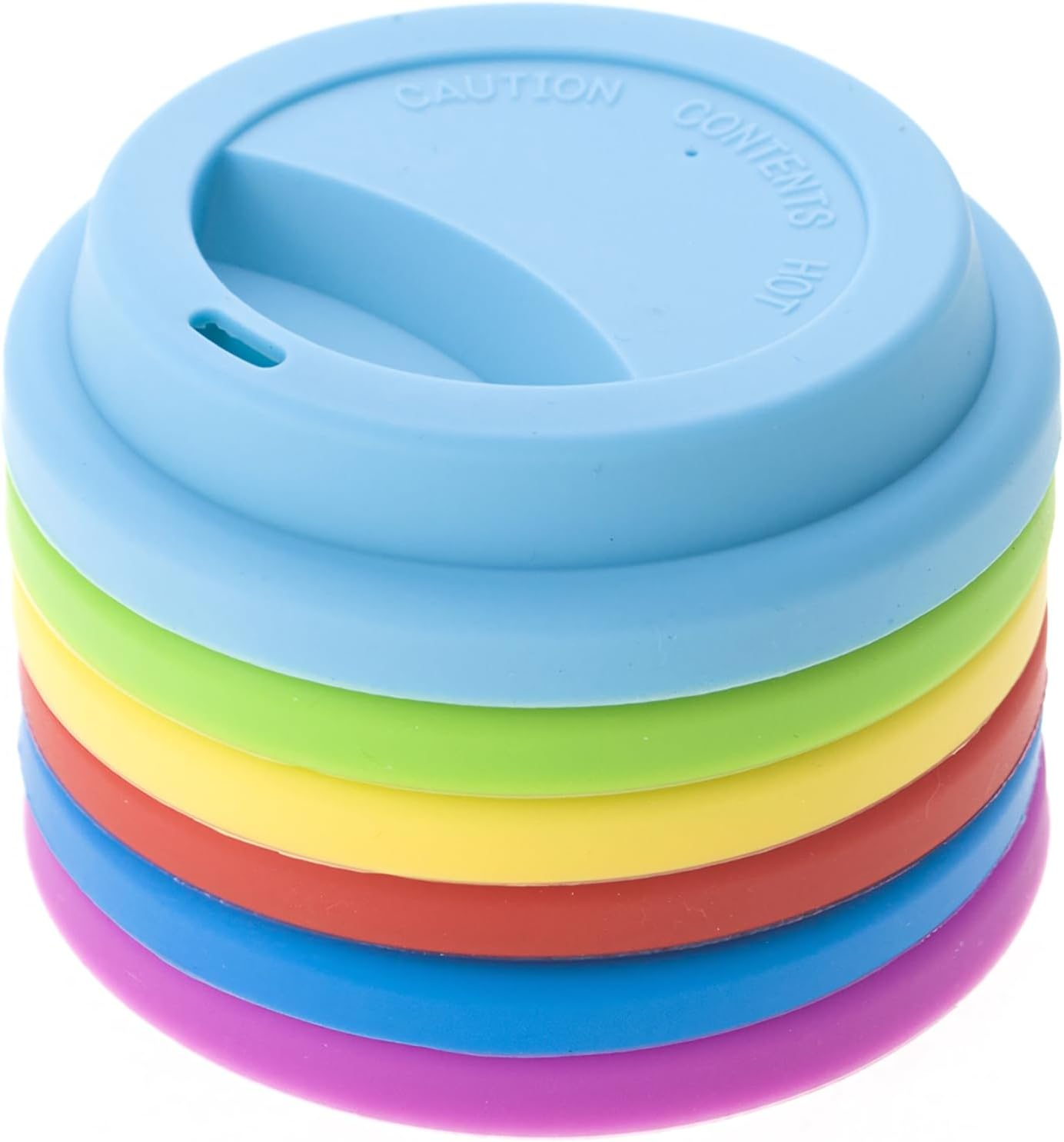 Aspire 6 PCS Silicone Drinking Lid Cup Lids, Reusable Coffee Cup Covers/Lids - White - Black image number 3