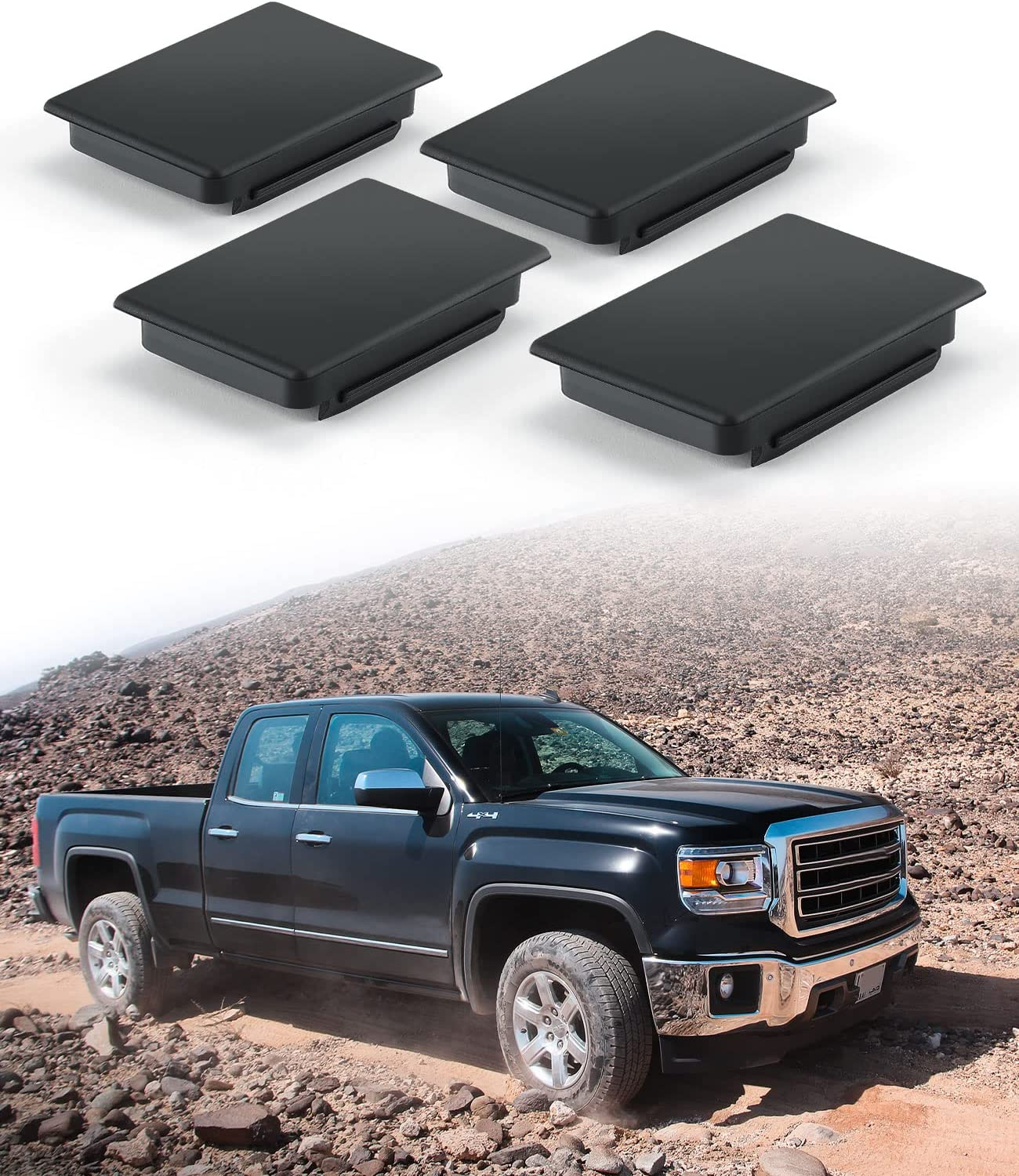 JOYTUTUS Stake Pocket Cover Trucks Bed Rail Stake Covers Compatible with 1999-2014 Chevy Silverado and 2010-2014 GMC Sierra - 4 Pack