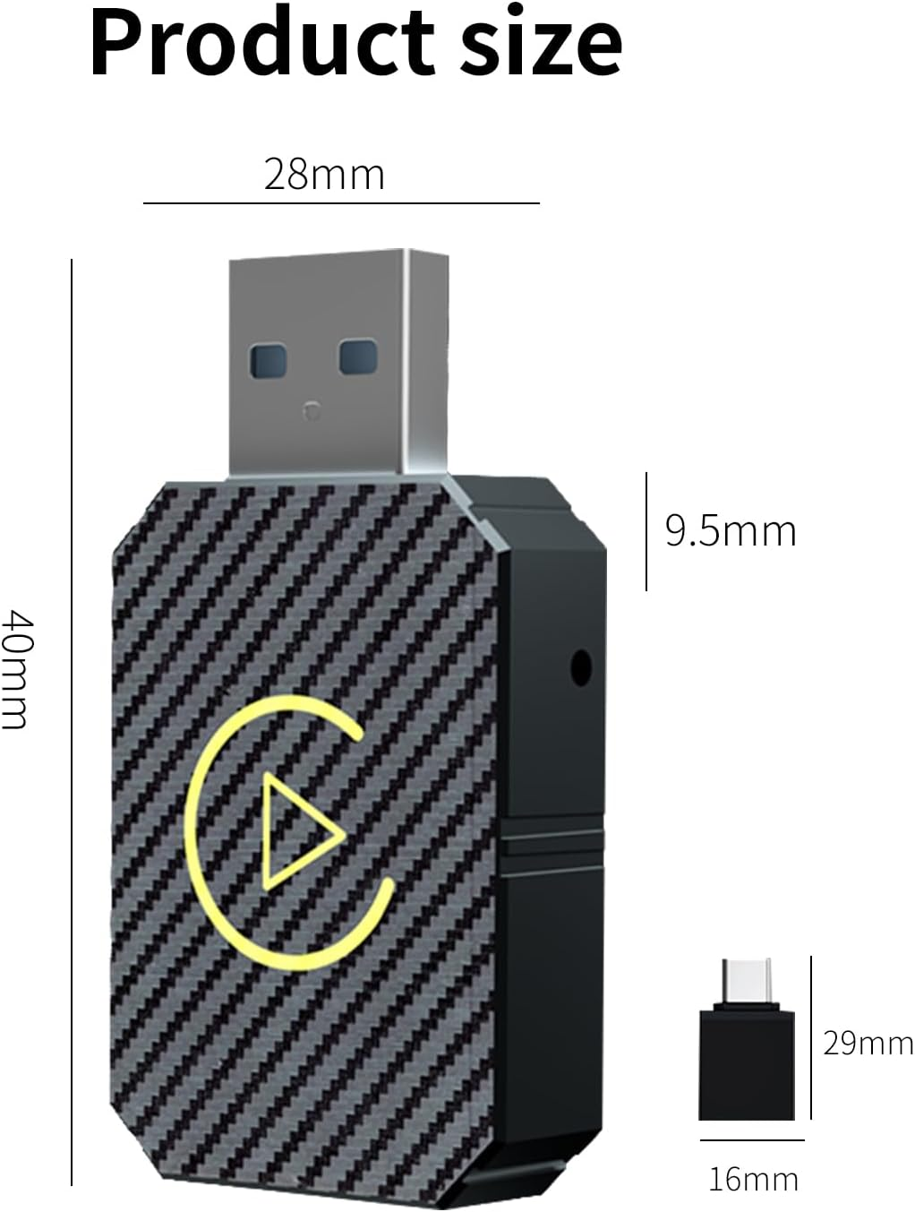 Wireless Adapter for Carplay, Adapter for Convert Wired to Wireless Carplay/Android Auto, Mini Size with Extension Cable USB, Stable Control & No Delay image number 4