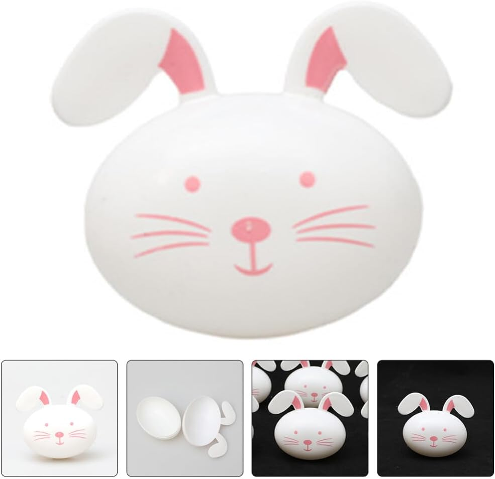 ABOOFAN 6Pcs Bunny Shaped Easter Eggs, Plastic Fillable Easter Eggs Easter Rabbit Containers Surprise Empty Eggs for Easter Eggs Hunt Game Basket Stuffers Fillers image number 6