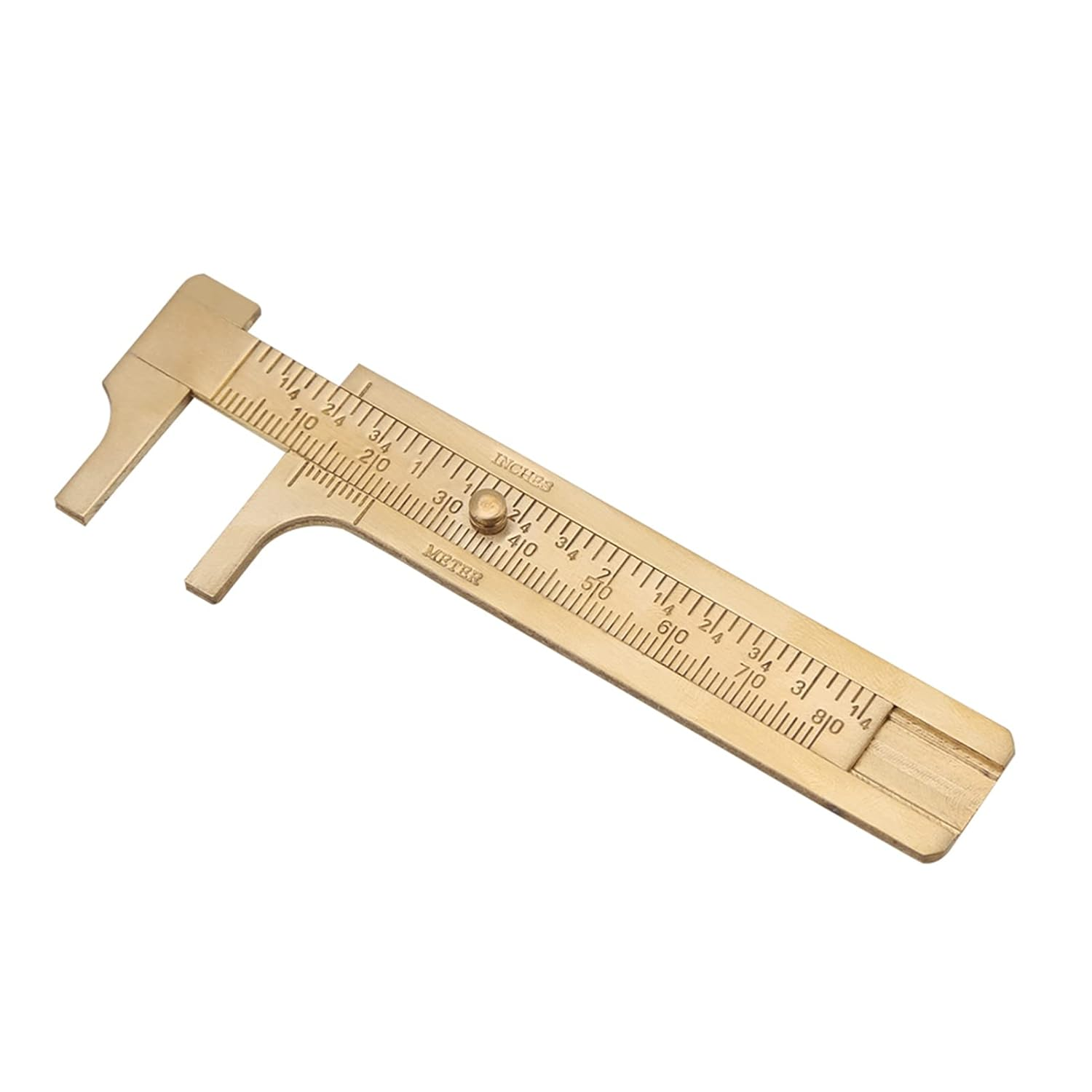 Brass Vernier Caliper, 1Pc Vintage Style Caliper Measuring Tool Double Scales Design Beautiful for Industry for Artisan for Carpentry Work (Double Scale 80Mm) image number 2