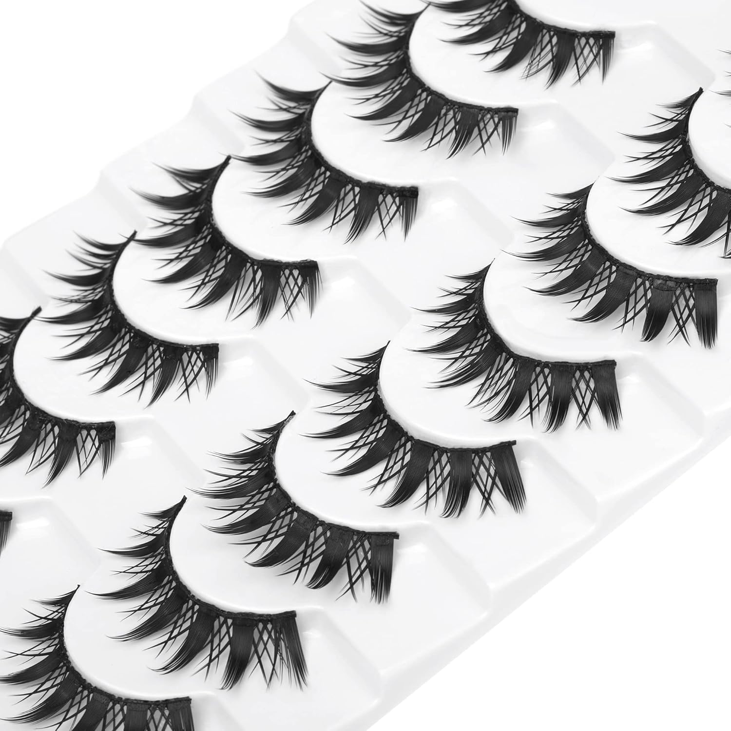 Geeneiya Manga Cosplay Lashes: Thick Cat Eye Lashes, 10 Pairs - Black image number 2