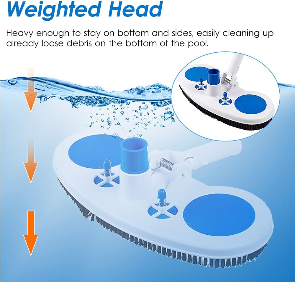 13.5-Inch Pool Vacuum Head Inground above Ground Vinyl Pool Vacuum Brush Head Spa Vacuum Attachment Cleaning Tool with Weighted Base and Brushes GTRH image number 5