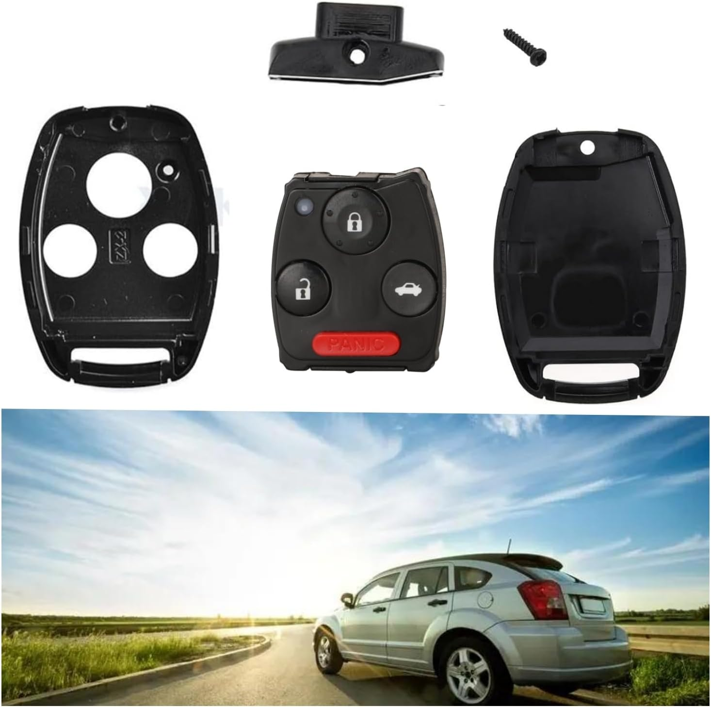 Remote Car Key Fob Replacement Compatible with Honda Civic Jazz CRV Insight Record Fit Frv Key Housings with Key Black (3) image number 2