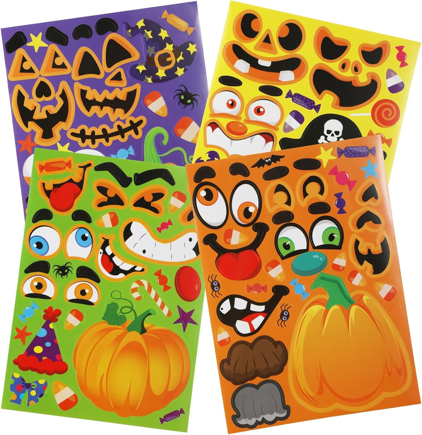ZANZER 32Pcs Funny Halloween Stickers, Halloween Party Games Stickers Halloween Make a Face Stickers Halloween Stickers for Kids Party Favor Supplies Craft (4 Styles) image number 2