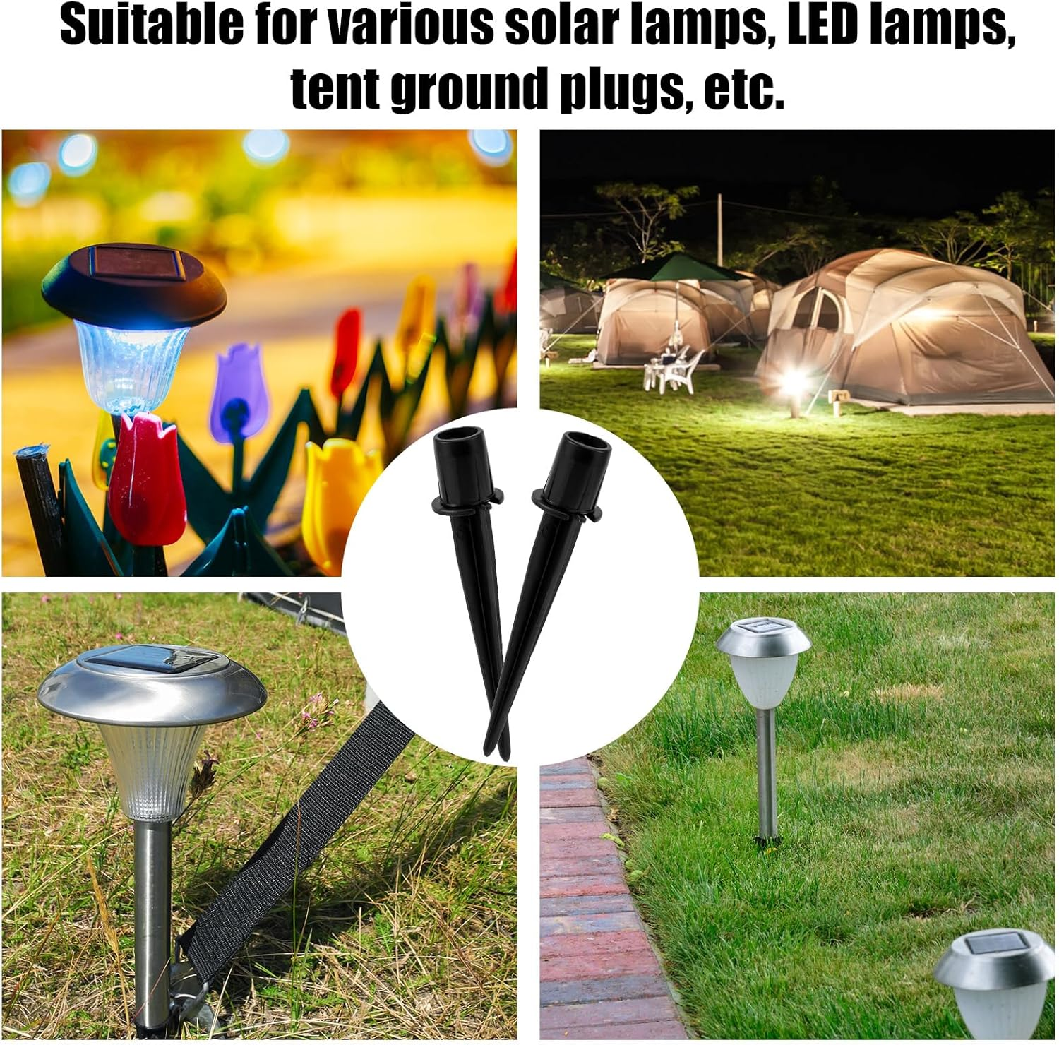 12Pcs Solar Light Replacement Stakes, 5.39X1.1In Metal Solar Lights Spikes with Nesting Covers Reliable Outdoor Ground Stakes Solar Light Parts for Garden Lights Landscape Yard Pathway image number 3