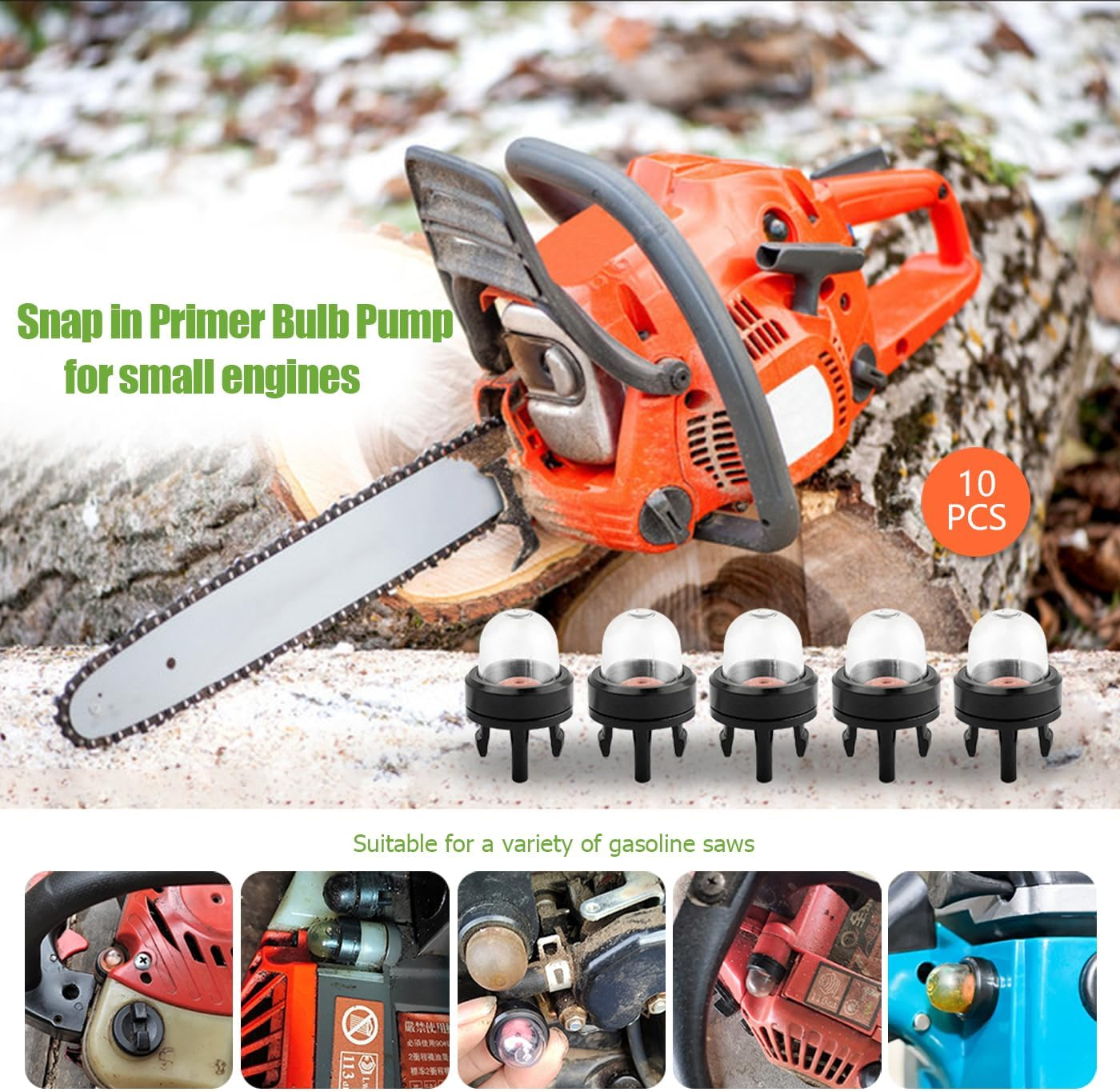 Bestgle 10 Pcs Carburetor Oil Bubbles Petrol Snap in Primer Fuel Bulb Pump for Stihl Ryobi WALBRO Husqvarna Chainsaw Gasoline Saw image number 4