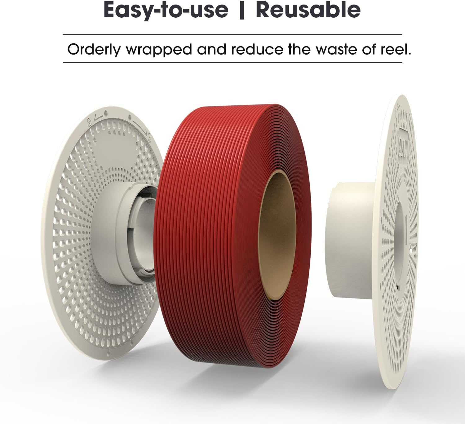 Esun PLA+ Refill Filament and Spool Kit, Refill Spoolless PLA plus 1.75Mm and Removable Filament Espool+, 1KG (2.2 LBS) for 3D Printers,Bone White image number 1