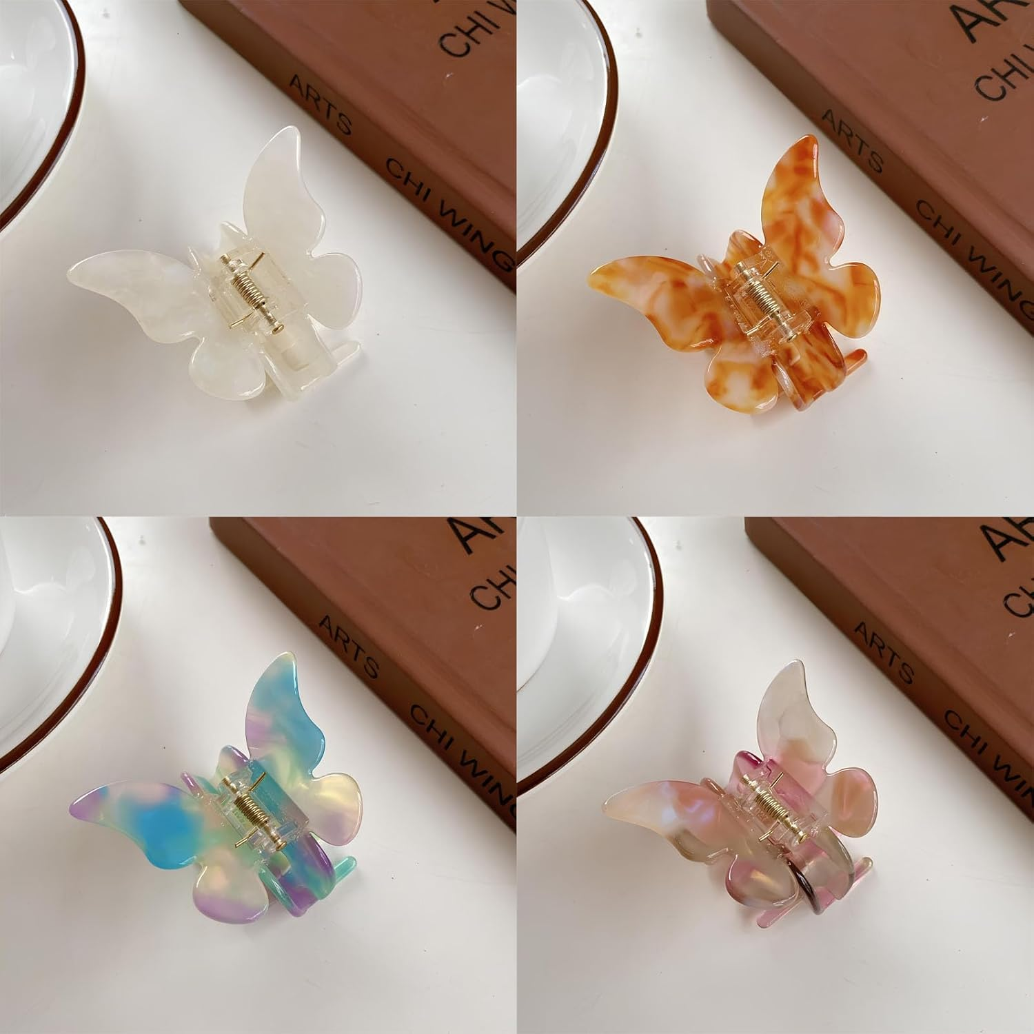 Pyuyan Pack of 4 Medium Butterfly Hair Clips, Butterfly Hair Clips, Women'S Acrylic Hair Clips, Butterfly Hair Clips, for Women, Girls, Pack of 4 image number 5