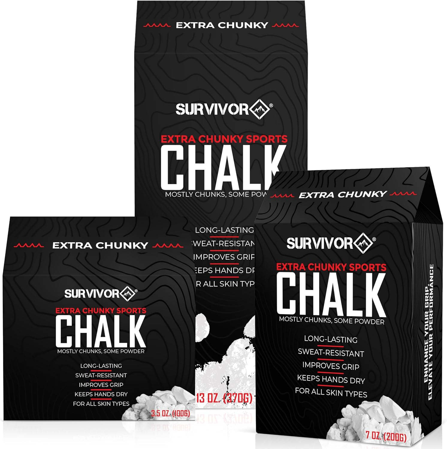 Survivor Gym Chalk - Climbing Chalk, Lifting Chalk, Gymnastics Chalk - Pure Magnesium Carbonate Hand Chalk Powder, Weightlifting Chalk Gym - Rock Climbing Chalk for Weights image number 6