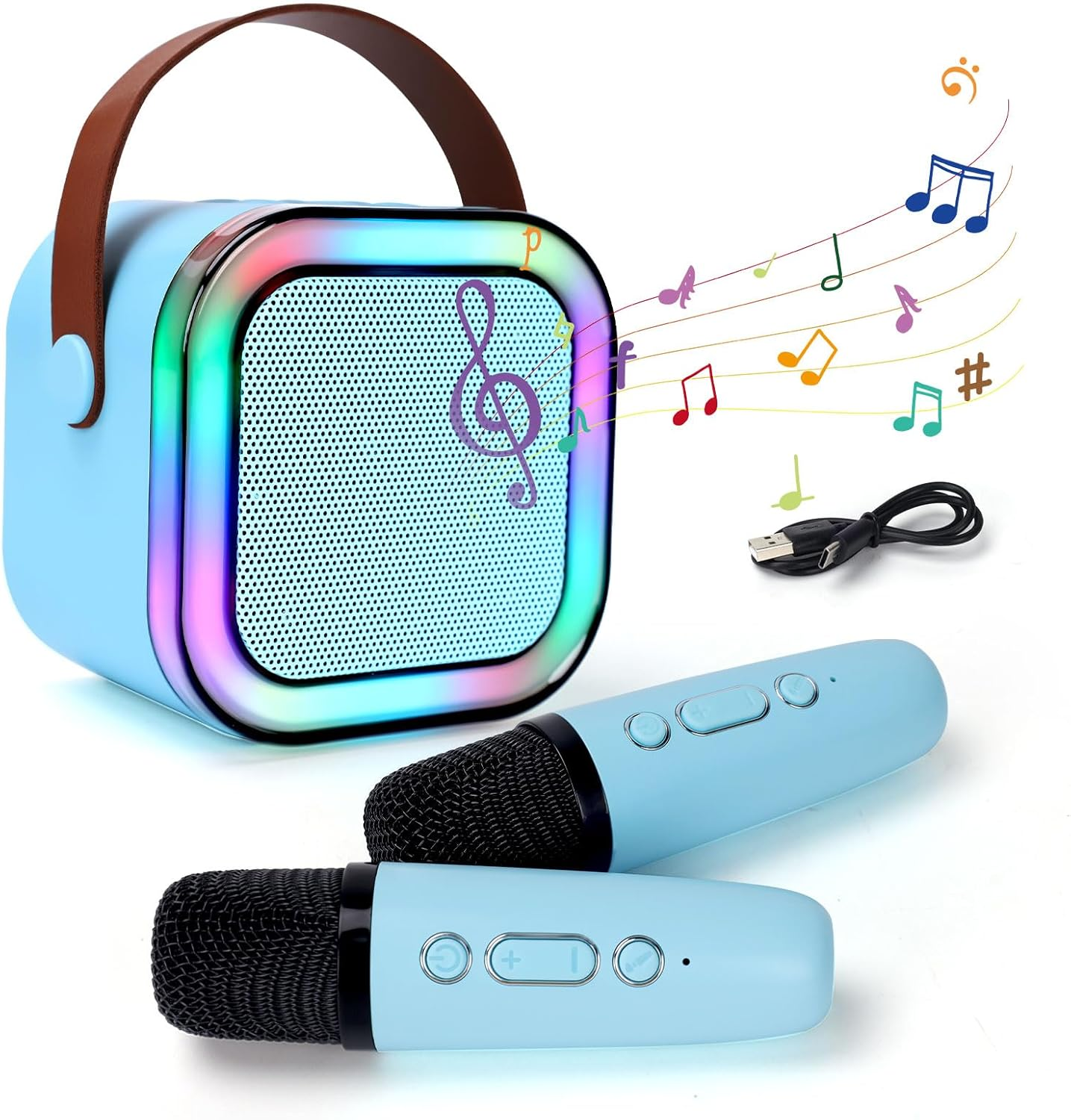 Karaoke Microphone for Kids with Bluetooth Speaker for Kids Toys for Boys and Girls 3-12 Years Old, 5-8 Years Old Boys Gifts (Blue 2 Mic) image number 1