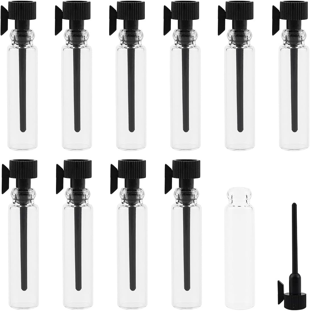 LNQ LUNIQI Mini Perfume Bottles Glass 1 Ml, Pack of 100 Portable Perfume Glass Bottles, Empty Perfume Bottles Glass, Mini Refillable Empty Glass Bottles for Perfume Oils image number 1