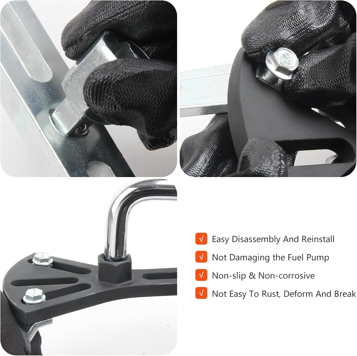 Fuel Tank Lock Ring Tool Kits, Universal Fuel Pump Removal Tool 4 PCS with 1 Wrench, Adjustable Fuel Pump Lock Ring Senders Removal Install Tools image number 3