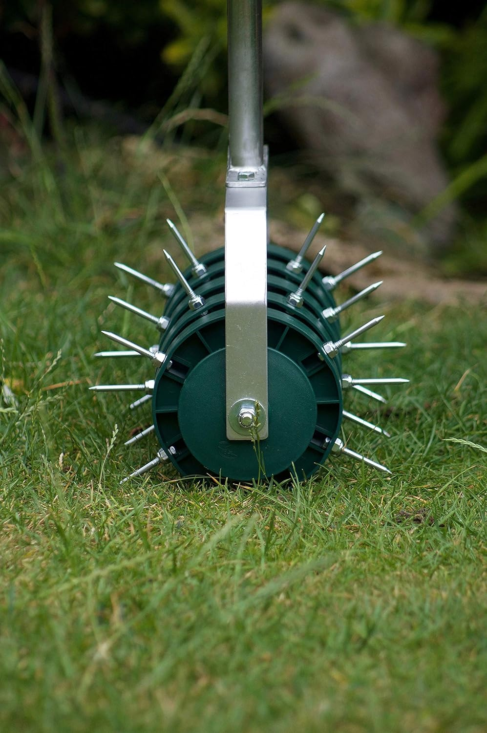 Greenkey Rolling Lawn Aerator, Manual 300Mm Spiked Roller, Green, Mixed Materials, Compact Style image number 3